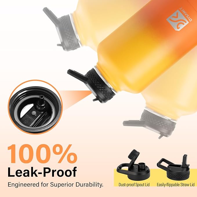 Insulated Water Bottle | Thickened Stainless Steel Vacuum Metal | Portable Sports Half Gallon Large Water Jug for Gym and Hiking with Straw, Carrier Bag, Handle Strap | BPA-Free 64 oz
