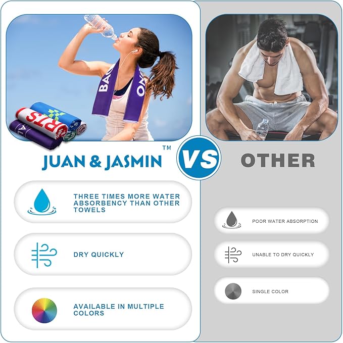 JUAN & JASMIN Microfiber Gym Towels Soft for Exercise Fitness, Sports, Workout, ODR Men & Women Quick-Drying Towels (Purple)
