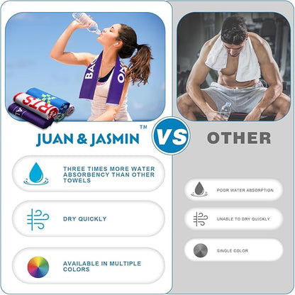 JUAN & JASMIN Microfiber Gym Towels Soft for Exercise Fitness, Sports, Workout, ODR Men & Women Quick-Drying Towels (Purple)