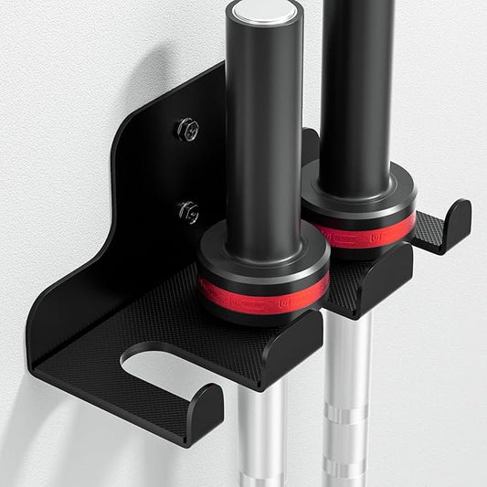 Barbell Wall Holder,Single Barbell wall Mount Hanger,Garage Gym Bar Wall Rack,Vertical Olympic Hanger wall Mount Rack,Space Saving Gym Accessory,Holds Under 33mm Bar Size(Black)
