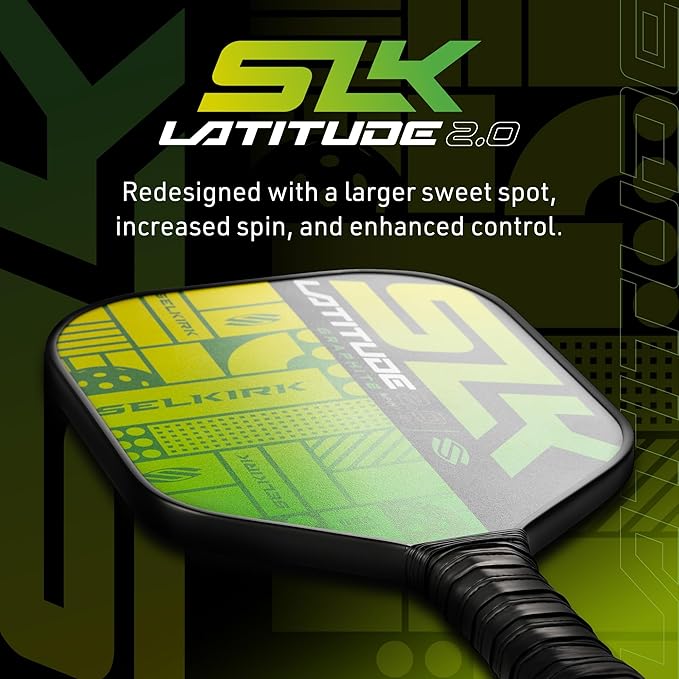 SLK Latitude 2.0 Pickleball Paddle | G4 Graphite Pickleball Paddle Face | Rev-Core+ Technology with SpinFlex Surface | Redesigned for Performance and Control
