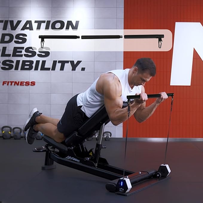 Portable Resistance Band Bar, Carbon Steel Resistance Bar for Resistance Bands, Dual Cable Machine Bar, Straight Bar Cable Attachment, MAX Weight Loading 60kg, Adjustable from 37" to 24.8"