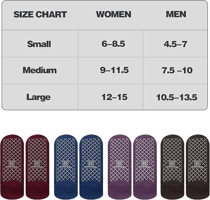 unenow Unisex Non Slip Grip Socks with Cushion for Yoga Pilates Barre Home & Hospital
