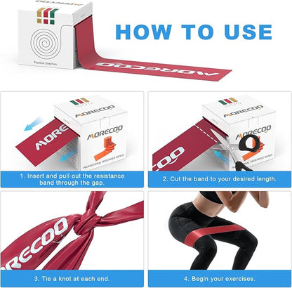 MORECOO Risistance Bands, 25 Yard Roll Professional Latex Stretch Bands for Physical Therapy, Elastic Bands for Upper & Lower Body Exercises, Lower Pilates, Home Workouts & Rehab, Core Exercise