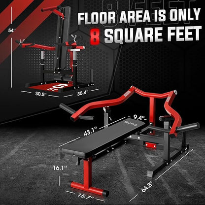 GMWD Chest Press Machine, 1050LBS Bench Press Machine with Independent Converging Arms, Adjustable Flat Incline Bench for Chest, AB Workouts, Shoulder Home Gym Equipment, V1