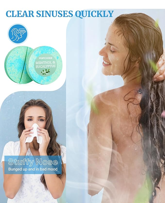 POPCHOSE Shower Steamers Aromatherapy – 8 Scented Shower Tablets with Gift Packaging, Self Care Bath Bombs for Stress Relief & Home Spa, Birthday Gifts for Women, Men, Dad, Grandma & Daughter
