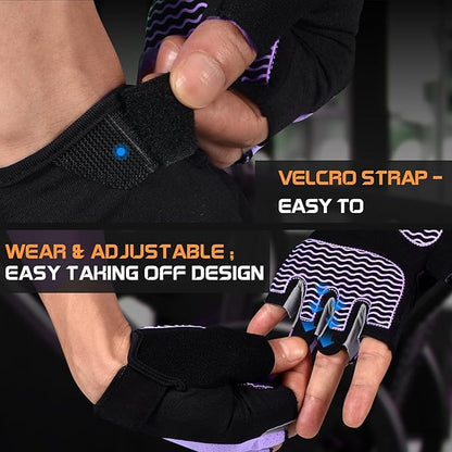 Sunnex Gym Gloves - Fingerless, Breathable Workout Gloves for Weightlifting, Cycling & More