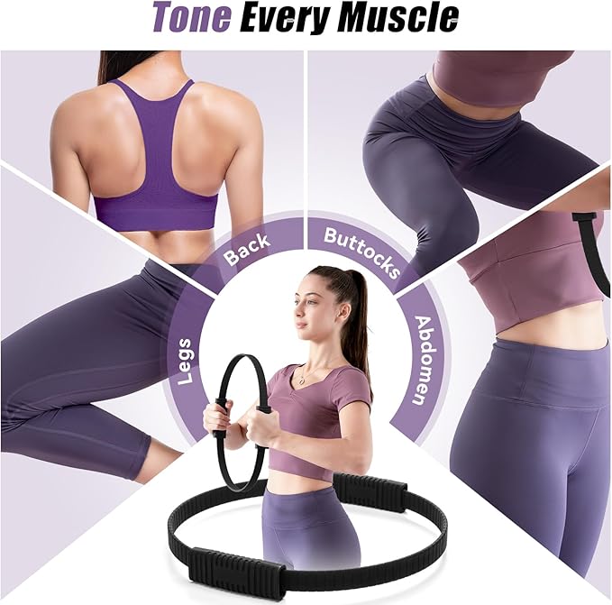 Pilates Ring Circle, 14" Magic Circle Pilates Rings for Focusing on Toning Inner Thighs, Arms, and Core, Fitness Exercise Ring Workout Ring for Yoga and Pilates