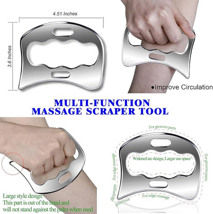BYYDDIY 3 in 1 Stainless Steel Muscle Scraper Tools Set,Scraping Massage Tools for Physical Therapy,Derma Edge & GuaSha Massage Scraper Tool