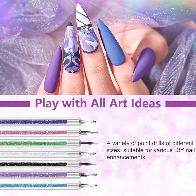 Artdone 9PC Nail Art Brushes Set - Liner Brush, Dotting Pen, Gel Polish Painting Tools For Nail Art Design