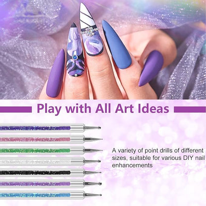 Artdone 9PC Nail Art Brushes Set - Liner Brush, Dotting Pen, Gel Polish Painting Tools For Nail Art Design