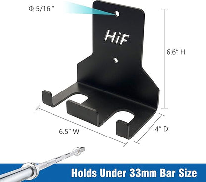 Olympic Barbell Hanger,Garage Gym Bar Wall Rack,Vertical Barbell Mount Rack,Space Saving Commercial or Home Gym Accessory,Holds Under 33mm Bar Size
