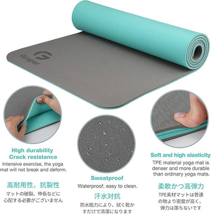 Yoga Mat Non Slip, Eco Friendly Fitness Exercise Mat with Carrying Strap,Pro Yoga Mats for Women,Workout Mats for Home, Pilates and Floor Exercises