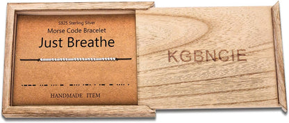 KGBNCIE Morse Code Bracelet for Women Sterling Silver Beads on Silk Cord Secret Message Fuck Friendship Inspirational Encouragement Bracelet Gift for Her