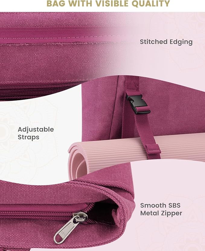 Gonex Yoga Mat Bag, Yoga Gym Bag Tote Bag with Multi Pockets For Women Men, Canvas Yoga Mat Carrier Take in Out Mat Easily For Pilates Travel Workout Office