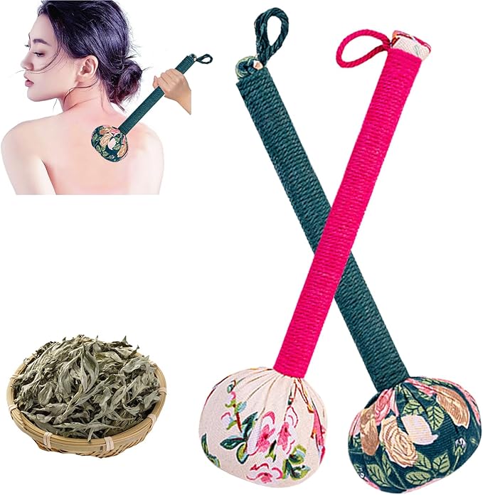 Wormwood Hammer, Manual Massage Hammer, Full Body Massage, Relieve Muscle Pain, Open Meridian. (Toffee Pink, Olive Green)