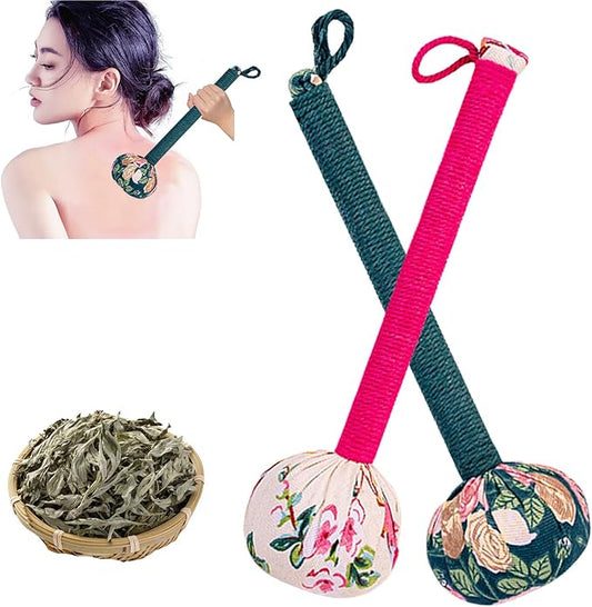 Wormwood Hammer, Manual Massage Hammer, Full Body Massage, Relieve Muscle Pain, Open Meridian. (Toffee Pink, Olive Green)