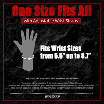 Frelaxy Lifting Wrist Straps, Rubber Weight Lifting Grips with Non-Slip Palm & Wrist Wraps Support for Deadlifts, Pull Ups, Rows, Heavy Powerlifting, Lat Pulldowns