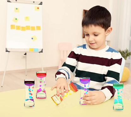 CAILINK Liquid Motion Bubbler Timer,10 Pack Liquid Bubbler Relaxing Motion Timer Fidget Calming Toys,Sensory Play for Adults and Kid Stress Management,Colorful Hourglass Desk Decor