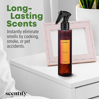 Scentify Miami Odor Neutralizing Room Spray – Luxury Cashmere, Floral & Musky Wood Fragrance, Instant Odor Eliminator for Home, Office & Car – 6 oz