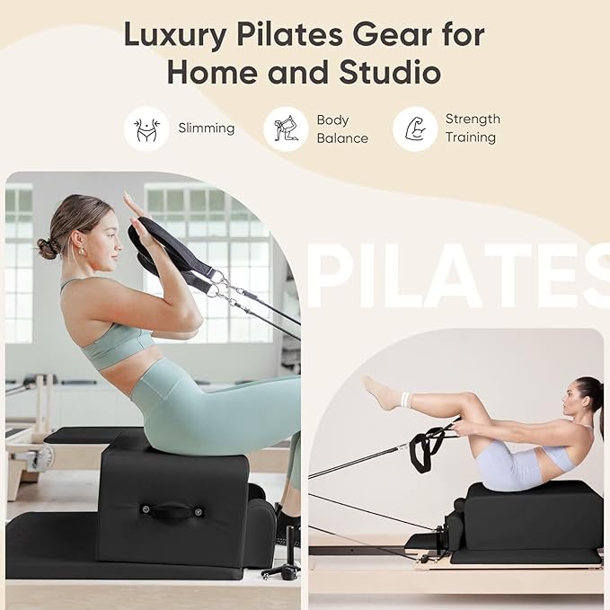 Pilates Reformer, Reformer Pilates Machine – Deluxe Version with Premium Maple Frame, Upgraded Spring System, Comfort Padding & Studio-Quality Glide – Pilates Reformer Set for Home & Studio
