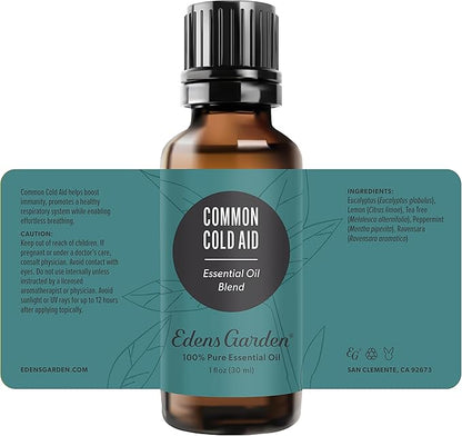 Edens Garden Common Cold Aid Essential Oil Blend- 100% Pure Premium Grade, Undiluted, Natural, Therapeutic, Aromatherapy, The Best for Skin, Humidifiers, Candle 30 ml (1 fl oz)
