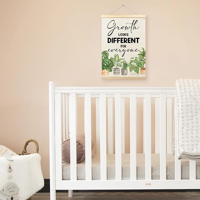 TLESKE Classroom Mental Health Poster Hanger Frame, Positive Affirmations Hanging Wall Art Room Decor for School Counseling Therapy Office, Growth Looks Different for Everyone Prints Pictures, 12x16
