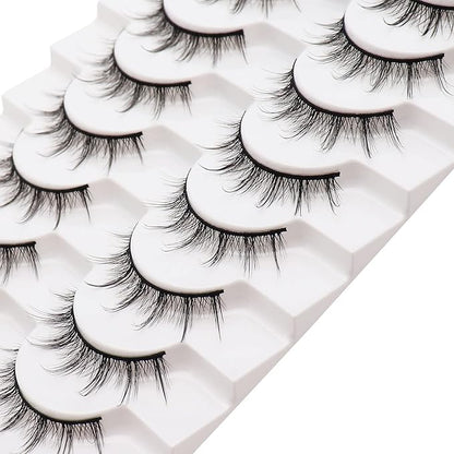 Losha Manga Lashes Fluffy Faux Mink Lashes Natural Look 10 Pairs Asian False Eyelashes Pack Look Like Individual Clusters (BC009)