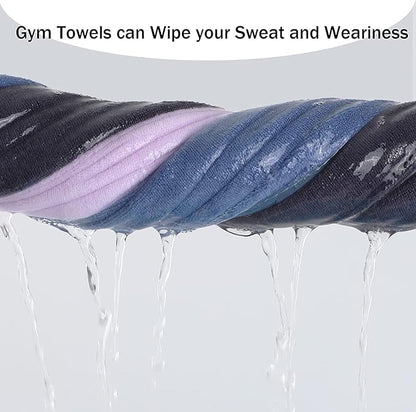 Microfiber Gym Towels Bigger Size Super Soft for Exercise Fitness, Sports, Workout, 380-GSM 15-Inch x 31-Inch Quick-Drying Towels (9 Pack, 3Grey+3Blue+3Purple)