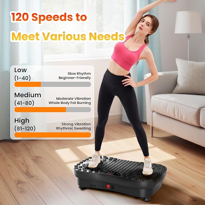 AXV Vibration Plate Fitness Platform Exercise Machine Vibrating Lymphatic Drainage Shaking Full Body Shaker Workout Vibrate Stand Shake Board Sport Gym for Weight Loss Fat Burner for Women Men