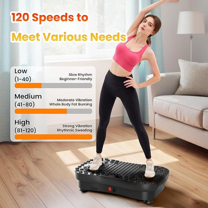 AXV Vibration Plate Fitness Platform Exercise Machine Vibrating Lymphatic Drainage Shaking Full Body Shaker Workout Vibrate Stand Shake Board Sport Gym for Weight Loss Fat Burner for Women Men