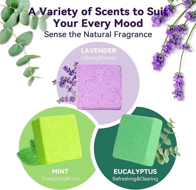 Shower Steamers Aromatherapy 6 Pack, Birthday Gifts for Women Men Teen, Luxury Gift Box Packaging, Stress Relief Home Spa, Lavender Natural Essential Oil, Self Care Relaxation Shower Bombs