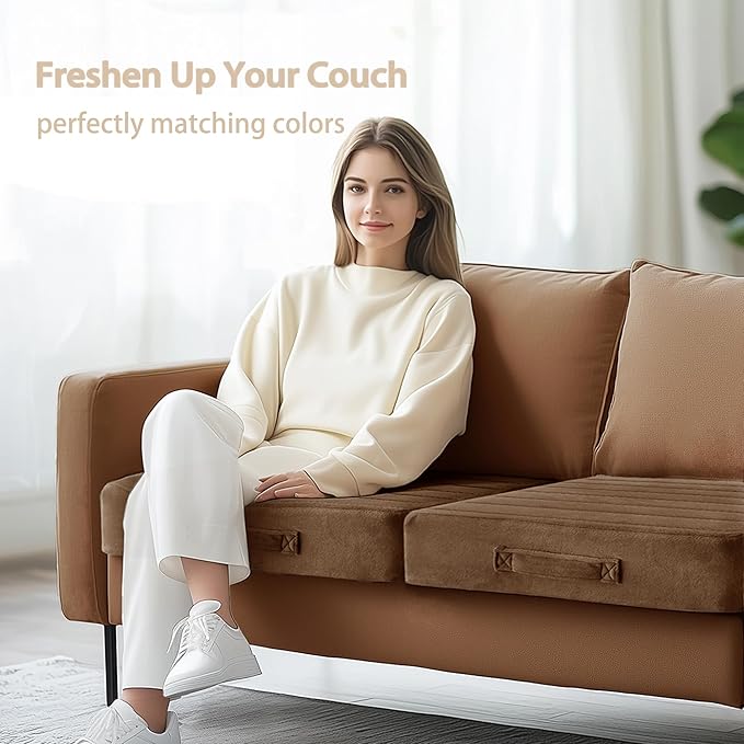 Codi Thick Replacement Couch Cushions, Upholstery Foam with Washable Covers for Sofa Cushion Chair Meditation - 24 × 24 × 5 Inch | High Density Foam, Coffee