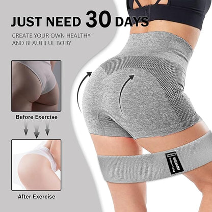 Non-Slip Fabric Resistance Bands for Working Out, Loop Exercise Bands for Booty Leg, Butt, Glute, Stretch Workout Bands for Women & Men, Hip Elastic Bands for Home Gym Fitness, Yoga, Pilates