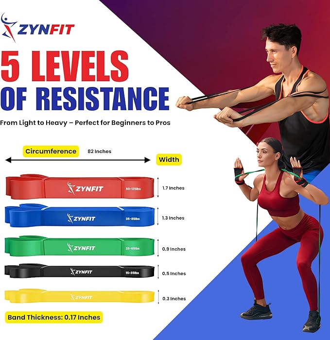 100% Natural Latex Resistance Bands Set with Door Anchor, 5-Level Pull Up Bands for Working Out, Strength Training & Physical Therapy, Workout Bands for Home Gym - Get Free A.I. Workout Plan