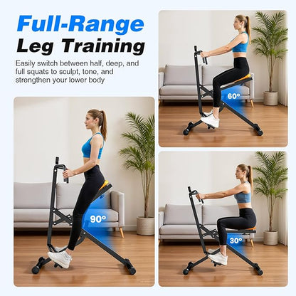 OWLSKY Squat Rowing Machine for Home Gym, Compact Foldable Squat Exercise Machine with LCD Monitor, Low-Impact Workout, Adjustable Seat, 350 LBS, Full-Body Fitness Equipment