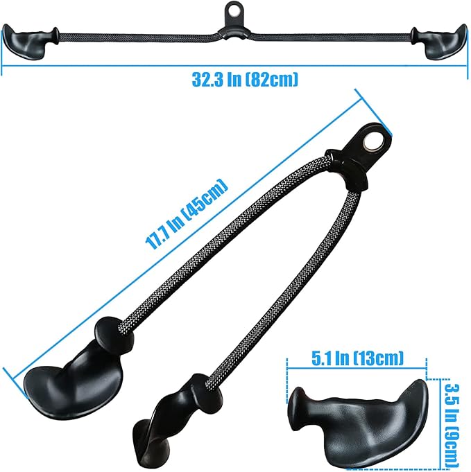 Ergonomic Tricep Rope Pulldown Attachments, Upgraded 27 32 40 & 47 Inch Extra Long Triceps Rope Cable Attachments for Gym, LAT Pull Down Bar for Cable Machine, Tricep Workout Cable Attachments