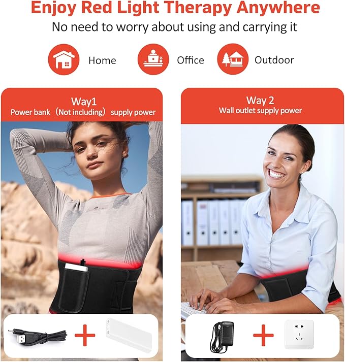 Red Light Therapy for Body, Infrared Light Therapy for Shoulder Waist Muscle Pain Relief, Upgraded 3 in 1 Led Beads, 660nm Red Light &850nm Near Infrared Light Therapy Belt Wrap Timer Remote Control