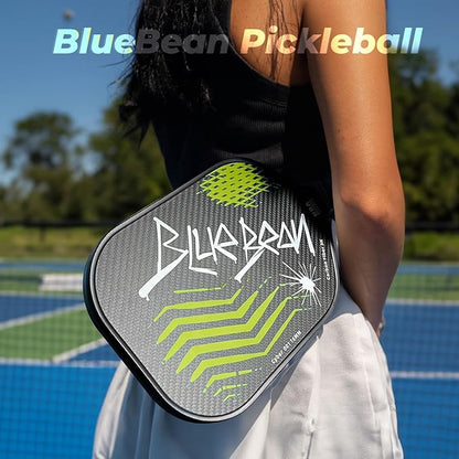 Pickleball Paddles,USAPA,Carbon Fiber Pickleball Paddle with 16MM Polymer Honeycomb Core Provides Lighter Weight&Higher Grit&Spin,Engineered for Professional Players,BlueBean