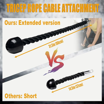 KORIKAHM Long Tricep Rope, Rope Pull Down Attachment 47 55 63Inch Length Long, Tricep Rope Cable Attachment, Tricep Pull Down Rope for Home Gym Pulley System,Cable Machine Attachment