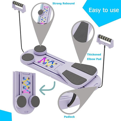 Pilates Board, Multifunctional Pilates Reformer Machine with Ab Trainer, Portable Pilates Reformer for Core & Full Body Workout, Foldable Home Gym Pilates Equipment for Women & Beginners