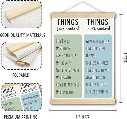 DNEULYR Things I Can Control Mental Health Poster Hanger Frame, Wall Decor Art Banner for Classroom School Counselor Office Therapy Decor, 12.5x17 Inch