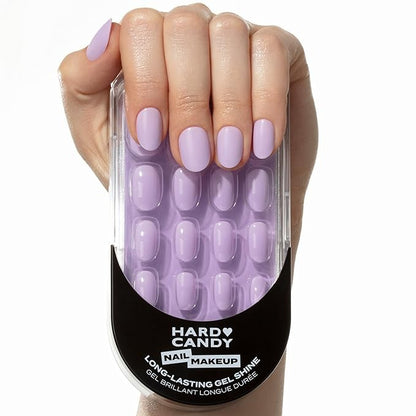 Short Lavender Press On Nails | Hard Candy False Nails with Real Pastel Purple Nail Polish | Includes - Reusable Short Round Nails, Strong Nail Glue and Travel Case