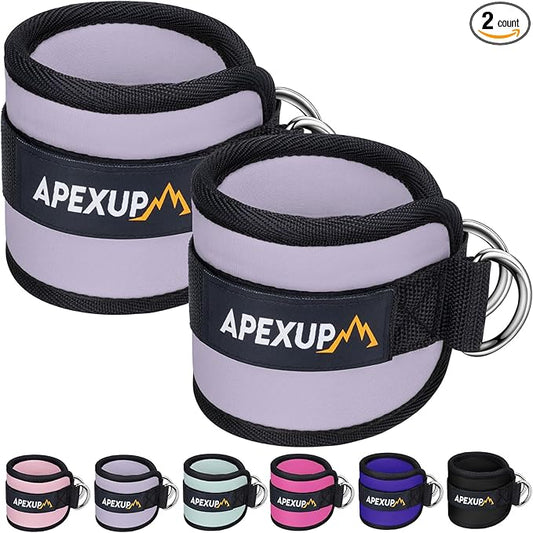 APEXUP Ankle Strap for Cable Machine, Ankle Resistance Bands, Cable Kick Back Straps for Gym, Glute Workouts, Leg Extensions, Adjustable Straps with Neoprene Padding