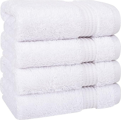 Cotton Paradise 100% Cotton Turkish Washcloth Set for Bathroom, 4 Piece Soft Absorbent Small Hand Face Towels Wash Rags, White