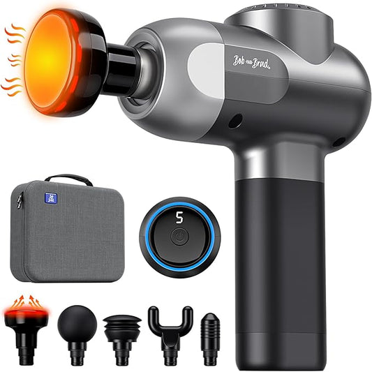 BOB AND BRAD C2 Plus Massage Gun with Heat, Deep Tissue Percussion Massager Gun, Muscle Massager, Electric Back Massagers for Professional Athletes Home Gym