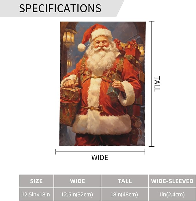 Santa Claus Garden Flag 12x18 In Double Sided Yard Flags Lawn Sign Decor No Flagstand