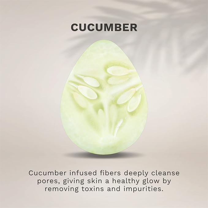 KOL Face Scrubber, Cucumber Infused Exfoliating Facial Cleansing Pads, Disposable Exfoliator Face Sponge for Daily Cleaning and Makeup Removal, 6 Count