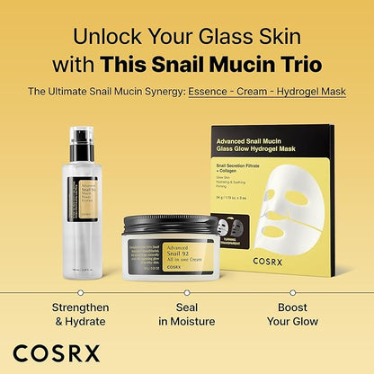 COSRX Snail 96% Mucin Power Essence 2ea & Retinol 0.1% Cream Mini Sample 1ea, Glass Skin Starter Set, Amazon Exclusive, Daily Hydrating & Firming Korean Skin Care Kit, Gift Set