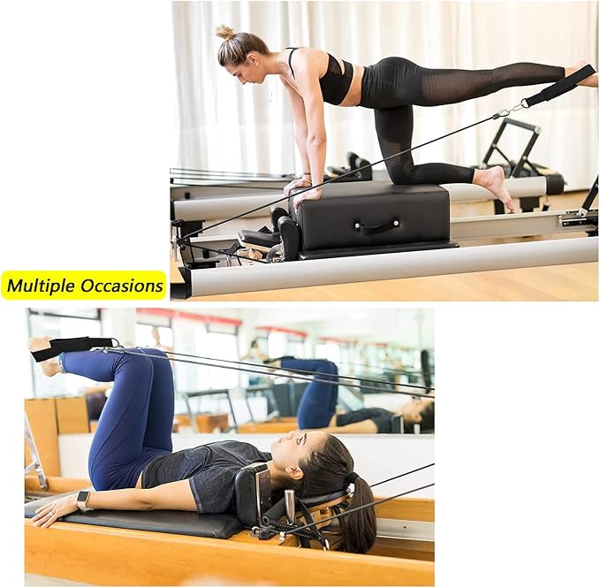 2Pcs Pilates Double Loop Straps Feet Fitness Equipment Straps Double Padded Pilates D-Ring Loops Yoga Double Loop Straps Handle Straps Pilates Reformer Accessories for Home Gym Workout